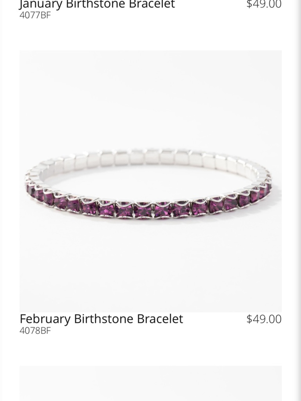 NWT Swarovski Touchstone Crystal Tennis Bracelet Birthstone February Amethyst